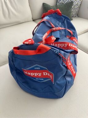 Happy Dad Blue Duffel Bag with Red Accents - Men’s Travel & Gym Bag